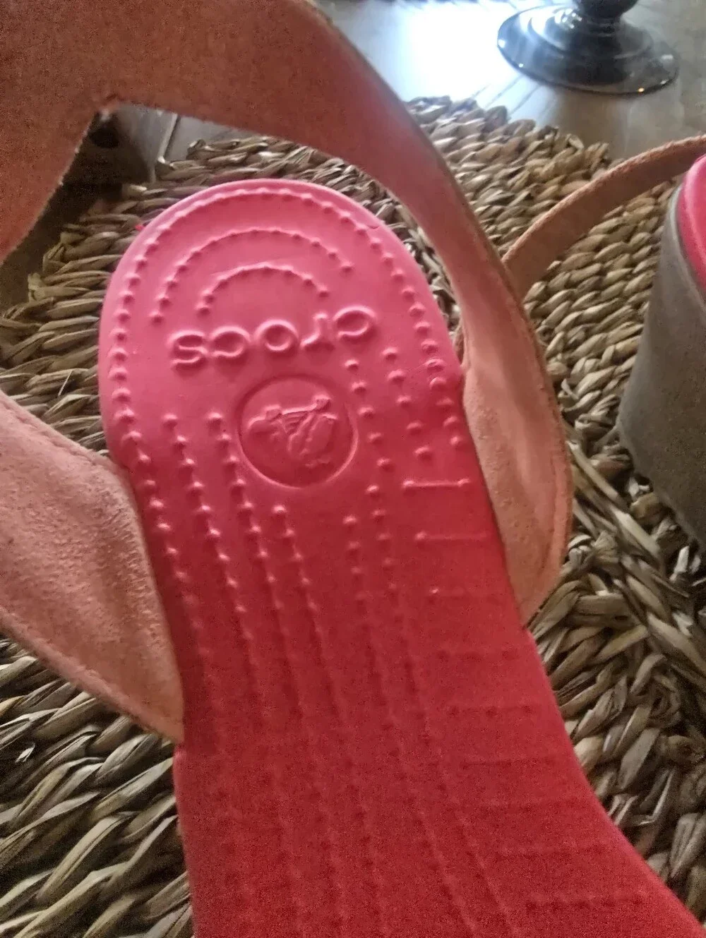 Crocs Women’s Peach Pink Wedge Sandals - Ankle Strap Comfort